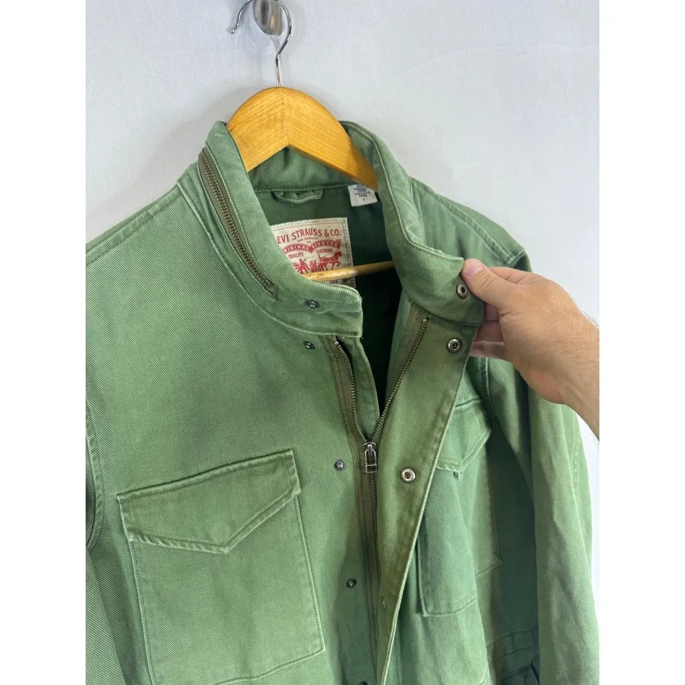 Levis Mens Olive Green Cotton Twill Field Jacket Military Utility Coat Size M
